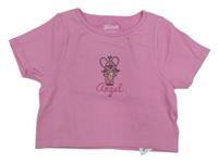 Růžové žebrované crop tričko s Angelou Primark