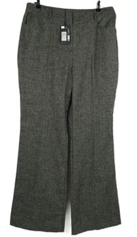 Nové - Dámské šedé vzorované společenské kalhoty s puky Primark 