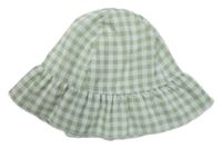 Khaki-bílý kostkovaný klobouk Tu