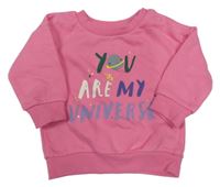 Růžová mikina s nápisem s planetou Primark