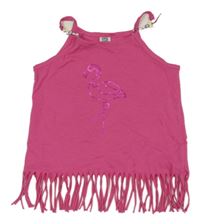 Fuchsiový crop top s plameňákem a třásněmi Kiki&Koko
