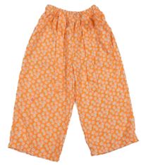 Neonově oranžové květované culottes kalhoty Zeeman