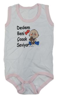 Bílo-světlerůžové body s miminkem a nápisy 