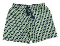 Tmavomodro-modro-zelené vzorované plážové kraťasy H&M