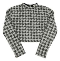 Černo-bílé vzorované úpletové crop triko Primark