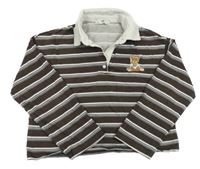 Hnědé crop pruhované polo triko s medvědem C&A