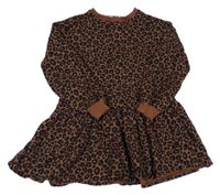 Hnědo-černé teplákové šaty s leopardím vzorem H&M