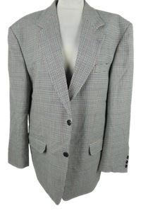 Pánské černo-bílé vzorované vlněné sako 