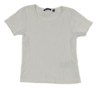 Bílé děrované crop tričko Blue Seven