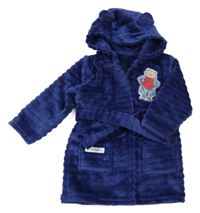 Tmavomodrý chlupatý župan s Paddingtonem a kapucí