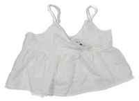 Nové - Bílý plátěný crop top s puntíky H&M