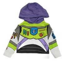 Bílo-fialovo-zelená mikina s kapucí - Buzz Disney