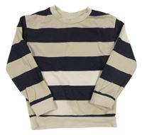 Béžovo-tmavomodrá pruhovaná lehká mikina H&M