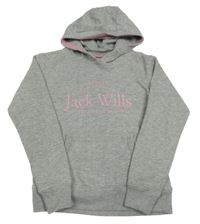 Šedá melírovaná mikina s logem a kapsou a kapucí Jack Wills