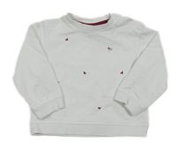 Bílá mikina s ptáčky a srdíčky The Little White Company