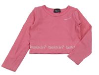 Růžové žebrované sportovní crop triko Bekkin