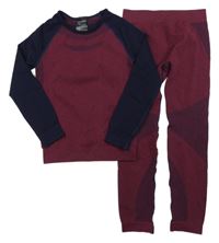 2set - Vínovo-tmavomodré melírované thermo triko + kalhoty Lupilu