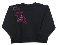 Černá crop oversize mikina s krokodýlem z flitrů Shoeby