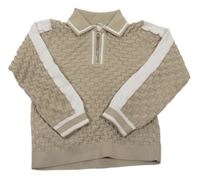 Khaki vzorované polo triko s bílými pruhy River Island