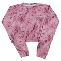 Růžovo-fialovo-bílá batikovaná oversize mikina Primark