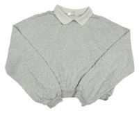 Šedá melírovaná crop mikina s límečkem H&M