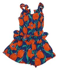Červeno-modro-zelený kraťasový overal Next