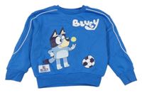 Modrá melírovaná oversize mikina s Bluey a Bingo a pruhem PRIMARK