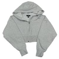 Světlešedá melírovaná propínací crop mikina s kapucí New Look