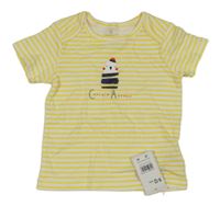 Nové - žluto-bílé pruhované tričko s potiskem Mothercare