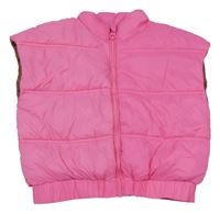 Růžová šusťáková zateplená crop vesta only