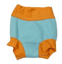 Světlemodro-oranžové neoprenové plavky