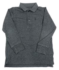 Černo-šedé melírované polo triko s výšivkou Next