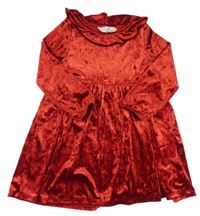 Červené sametové šaty s volánkem H&M