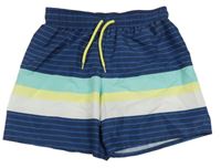 Tmavomodro-tyrkysovo-bílé pruhované plážové kraťasy H&M