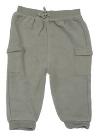 Khaki žebrované cargo tepláky Tu