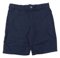 Tmavomodré plátěné chino kraťasy H&M