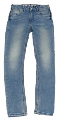 Modré teplákové skinny fit rifle H&M