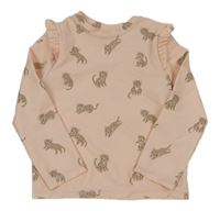Světlerůžové UV triko s šelmami volánky H&M