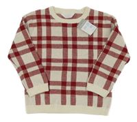 Nové - Červeno-bílý kostkovaný svetr Primark
