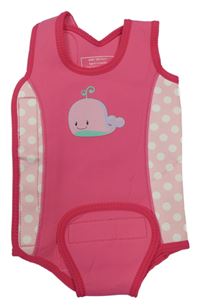 Tmavorůžovo-růžové neoprenové body s velrybou Mothercare