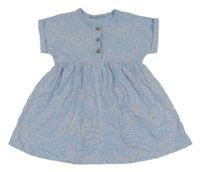 Světlemodro-růžové květované šaty s knoflíky Topomini