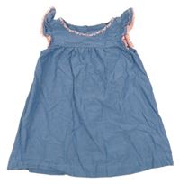 Modré plátěné šaty riflového vzhledu s výšivkou H&M