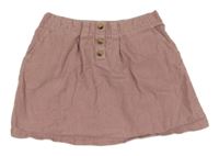 Starorůžová manšestrová sukně s knoflíky Tu