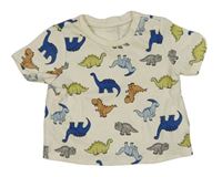 Smetanové tričko s dinosaury Shein
