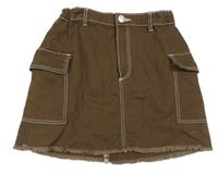 Hnědá riflová cargo sukně H&M