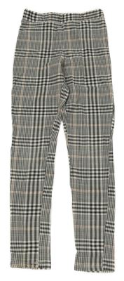 Bílo-černo-růžové kostkované legíny H&M
