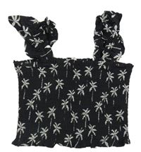 Černý žabičkový crop top s palmami M&S