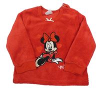 Červená chlupatá mikina s Minnií Disney