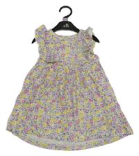 Nové - Bílo-růžovo-žluté květované bavlněné šaty Mothercare