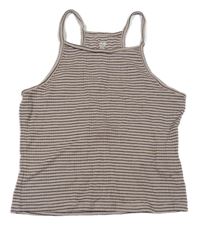 Hnědo-černý pruhovaný žebrovaný crop top H&M
